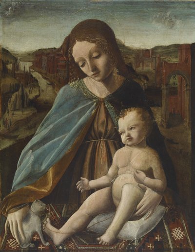 Madonna and Child with Cat by Master of the Pala Sforzesca